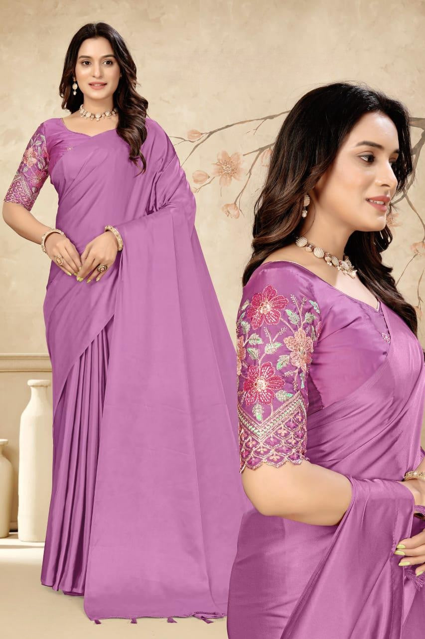 Elegant Embroidered Blouse Saree for Party & Festive Wear ✨ | Designer Saree by Shagun Fashion 🌸