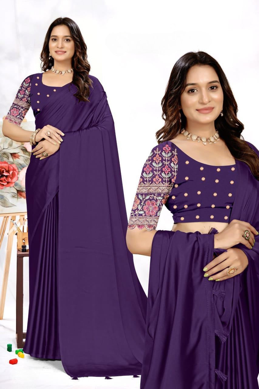 Elegant Embroidered Blouse Saree for Party & Festive Wear ✨ | Designer Saree by Shagun Fashion 🌸