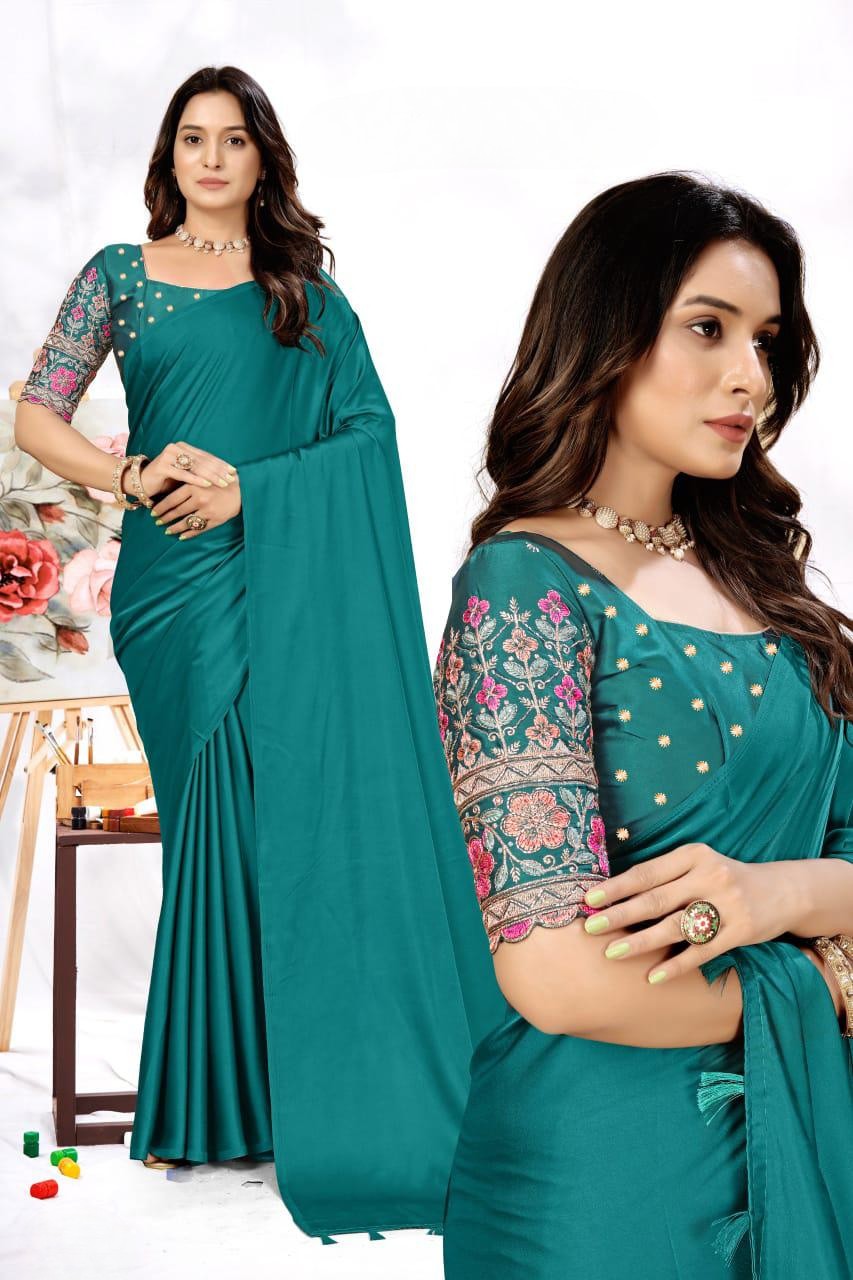 Elegant Embroidered Blouse Saree for Party & Festive Wear ✨ | Designer Saree by Shagun Fashion 🌸