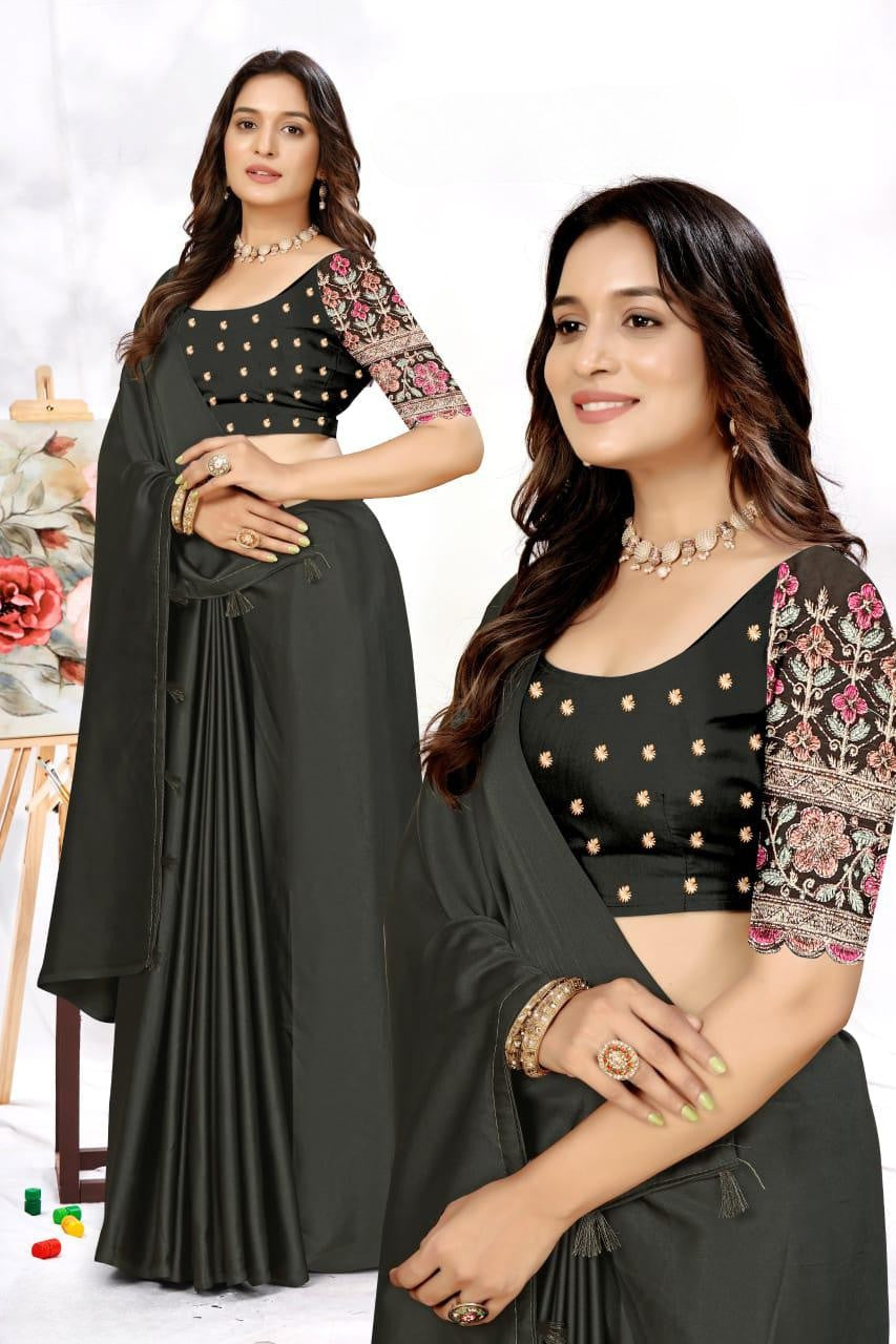 Elegant Embroidered Blouse Saree for Party & Festive Wear ✨ | Designer Saree by Shagun Fashion 🌸
