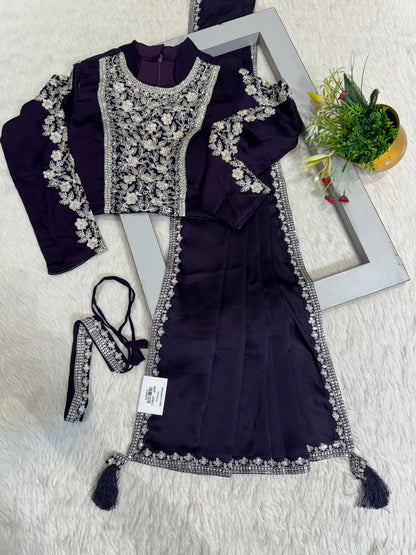 🧵 Premium Embroidered Saree Set with Belt | Designer Look | Shagun Sarees ✨