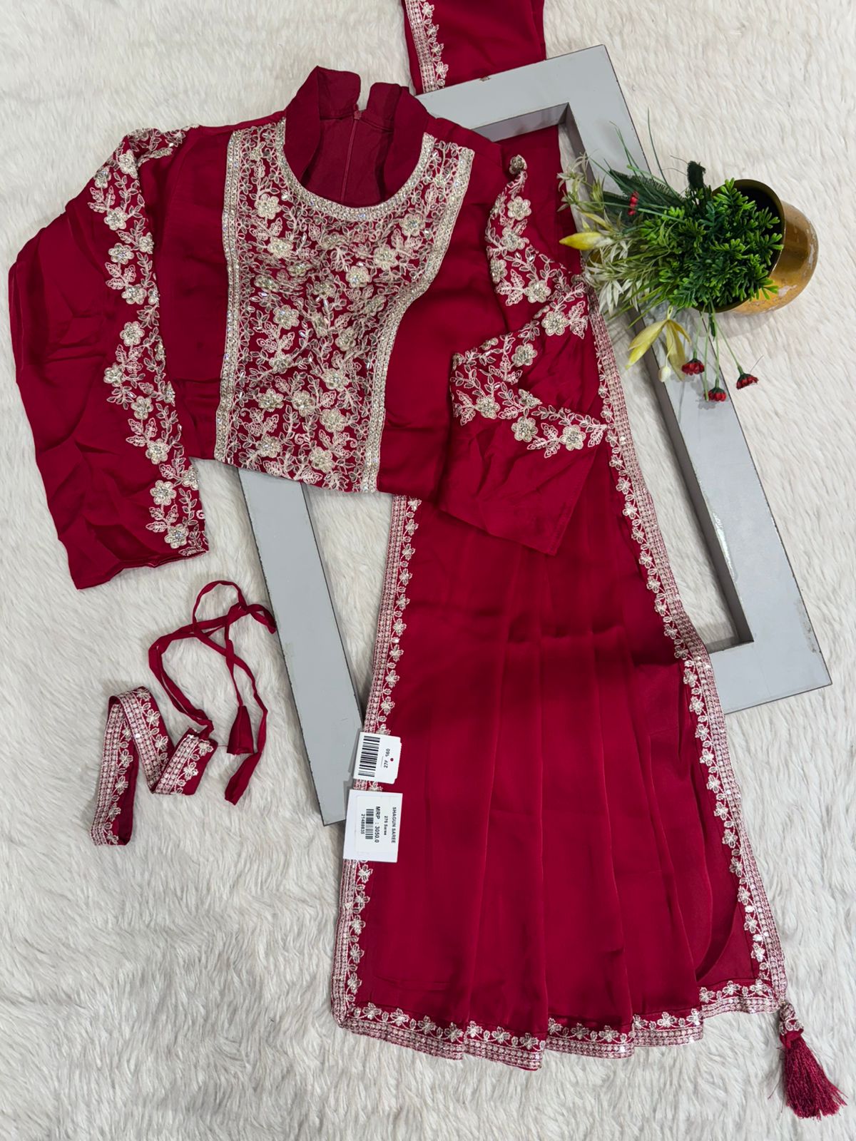 🧵 Premium Embroidered Saree Set with Belt | Designer Look | Shagun Sarees ✨