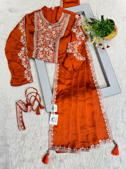 🧵 Premium Embroidered Saree Set with Belt | Designer Look | Shagun Sarees ✨