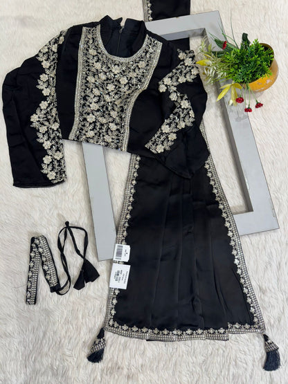 🧵 Premium Embroidered Saree Set with Belt | Designer Look | Shagun Sarees ✨