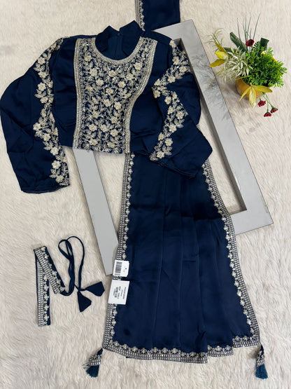 🧵 Premium Embroidered Saree Set with Belt | Designer Look | Shagun Sarees ✨