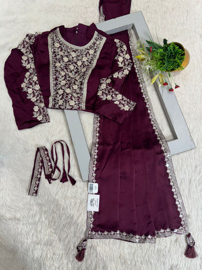 🧵 Premium Embroidered Saree Set with Belt | Designer Look | Shagun Sarees ✨