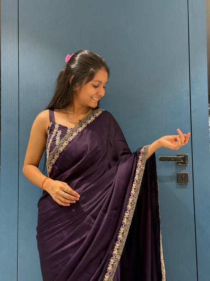 Designer Party Wear Saree with Embroidered Shrug & Blouse – Shagun Fashion Exclusive ✨