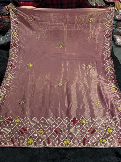 Elegant Party Wear Saree with Heavy Embroidery Pallu & Moti Work ✨ | Shagun Sarees Exclusive