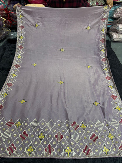 Elegant Party Wear Saree with Heavy Embroidery Pallu & Moti Work ✨ | Shagun Sarees Exclusive