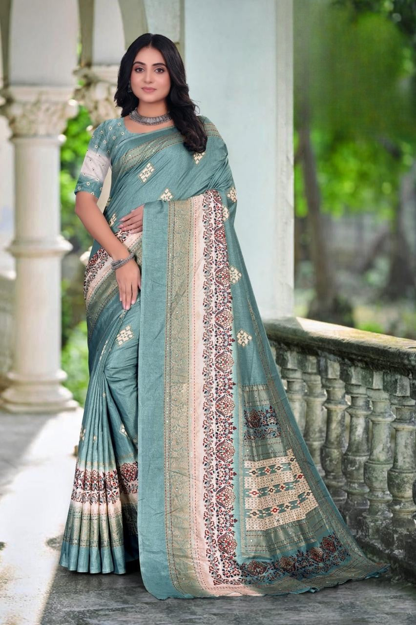 Soft Silk Saree with Scalloped Border & Designer Blouse