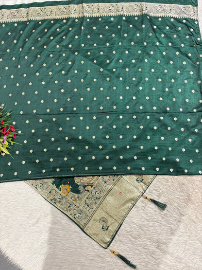 Silk Saree with Heavy Zari Pallu & Butta Work | Wedding & Party Wear Saree
