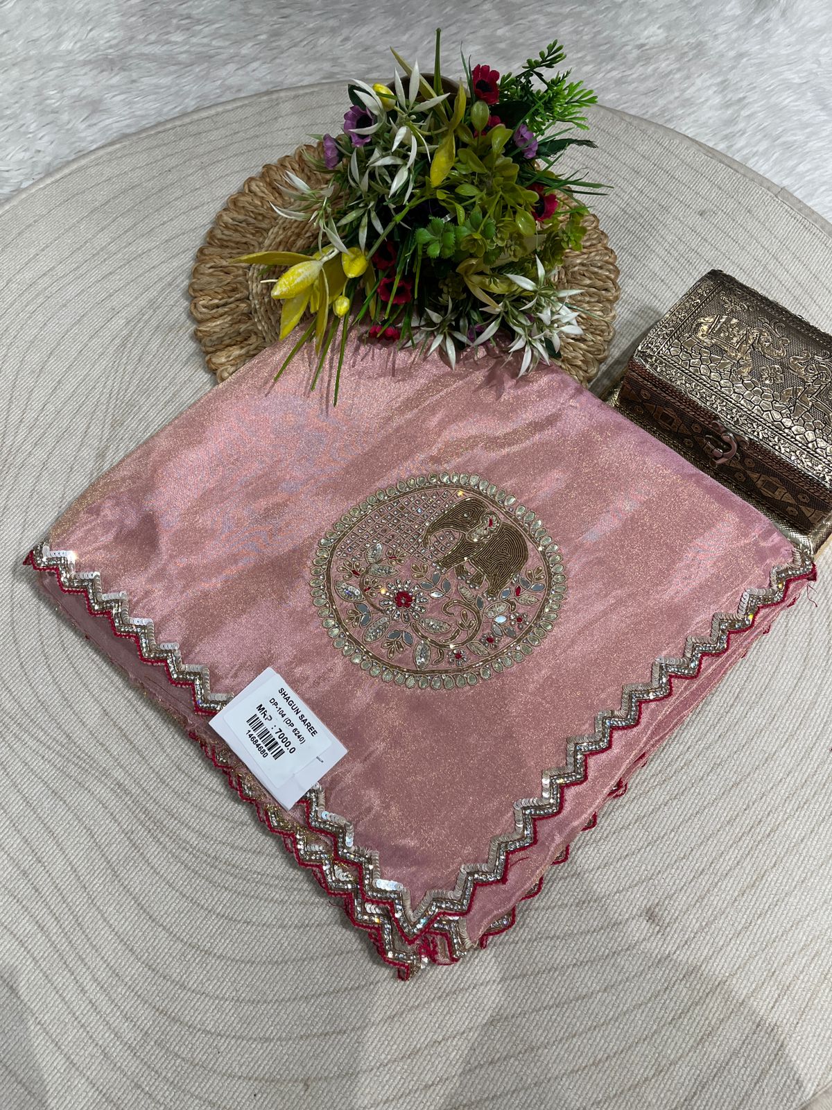 Pure Silk Kalkati Work Saree with Designer Blouse