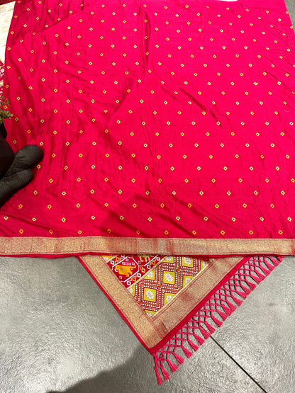 Patola Silk Saree with Golden Zari & Elephant Motifs