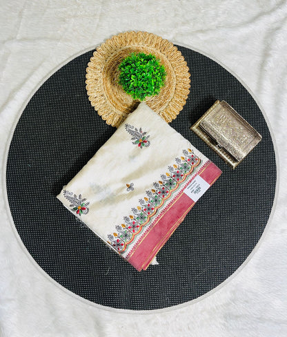 Traditional Saree with Double Ikat Weaving & Golden Motifs
