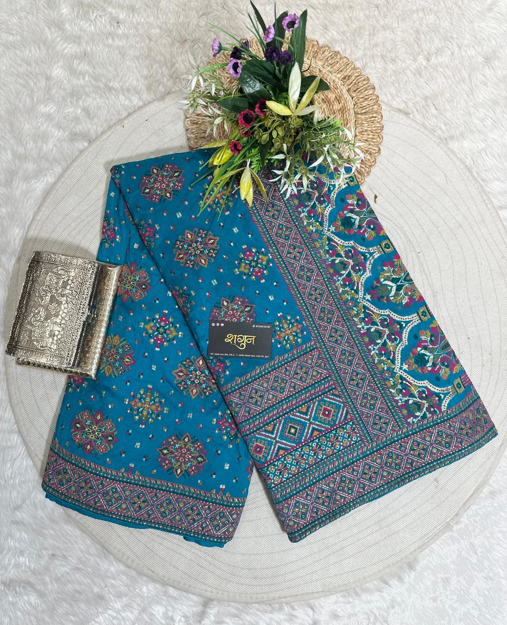 Pashmina Saree with Lagdi Patta & Tassel Pallu