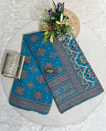 Pashmina Saree with Lagdi Patta & Tassel Pallu