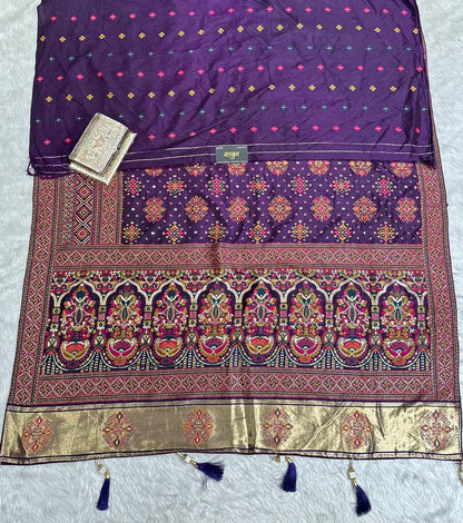 Pashmina Saree with Lagdi Patta & Tassel Pallu