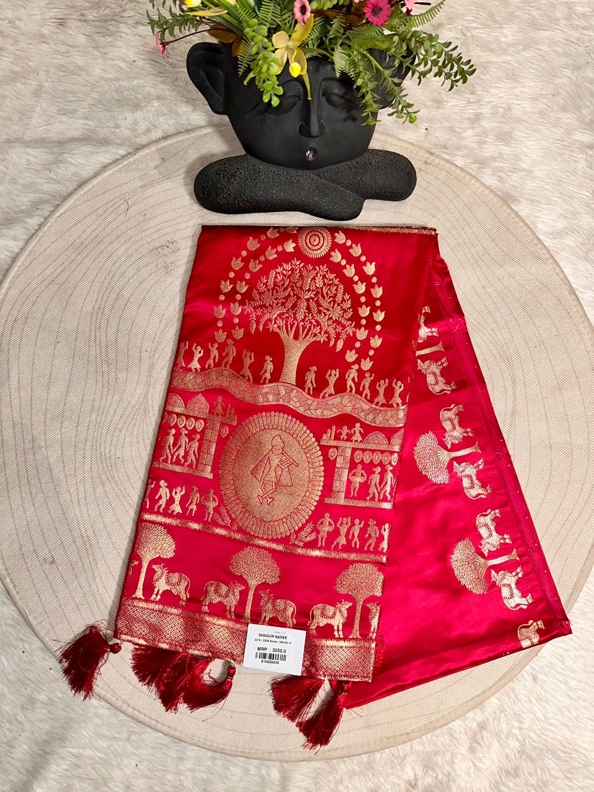 Satin Silk Saree with Zari Gala Pallu
