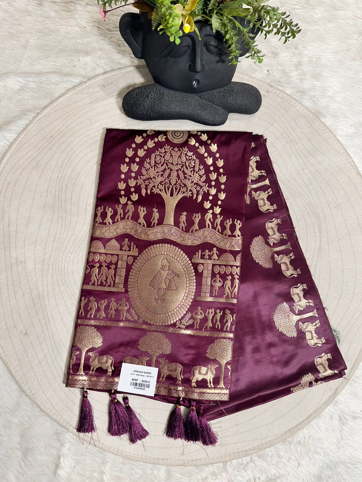 Satin Silk Saree with Zari Gala Pallu