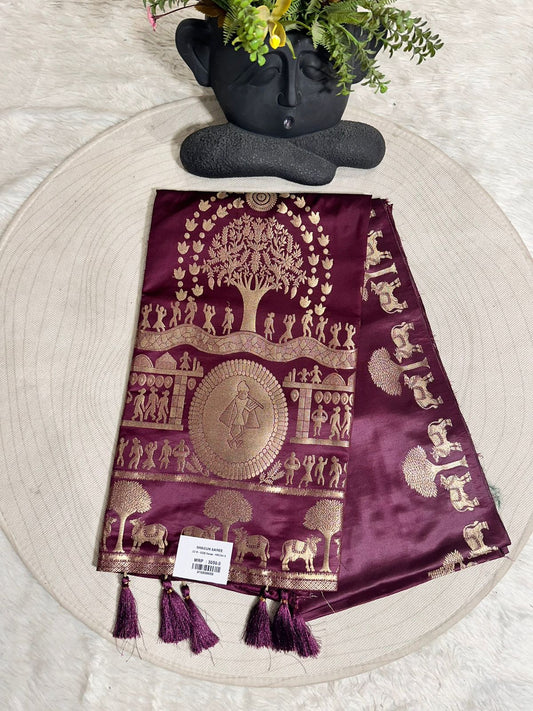 Satin Silk Saree with Zari Gala Pallu