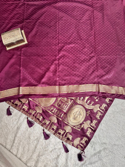 Satin Silk Saree with Zari Gala Pallu