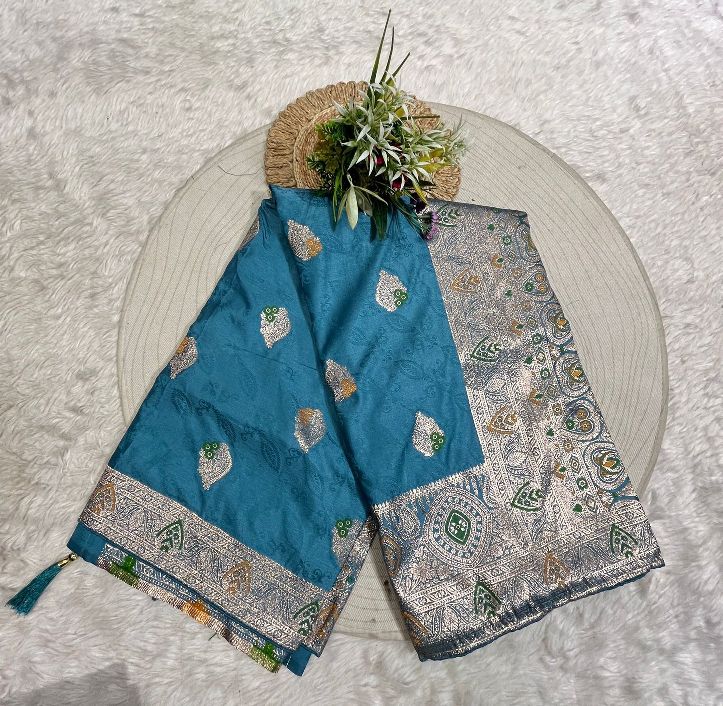 Satin Banarasi Saree with Zari Weaving & Designer Pallu – Wedding & Festive Wear