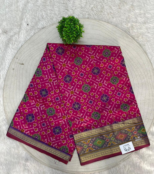 Premium Patola Silk Saree with Traditional Double Ikat Design