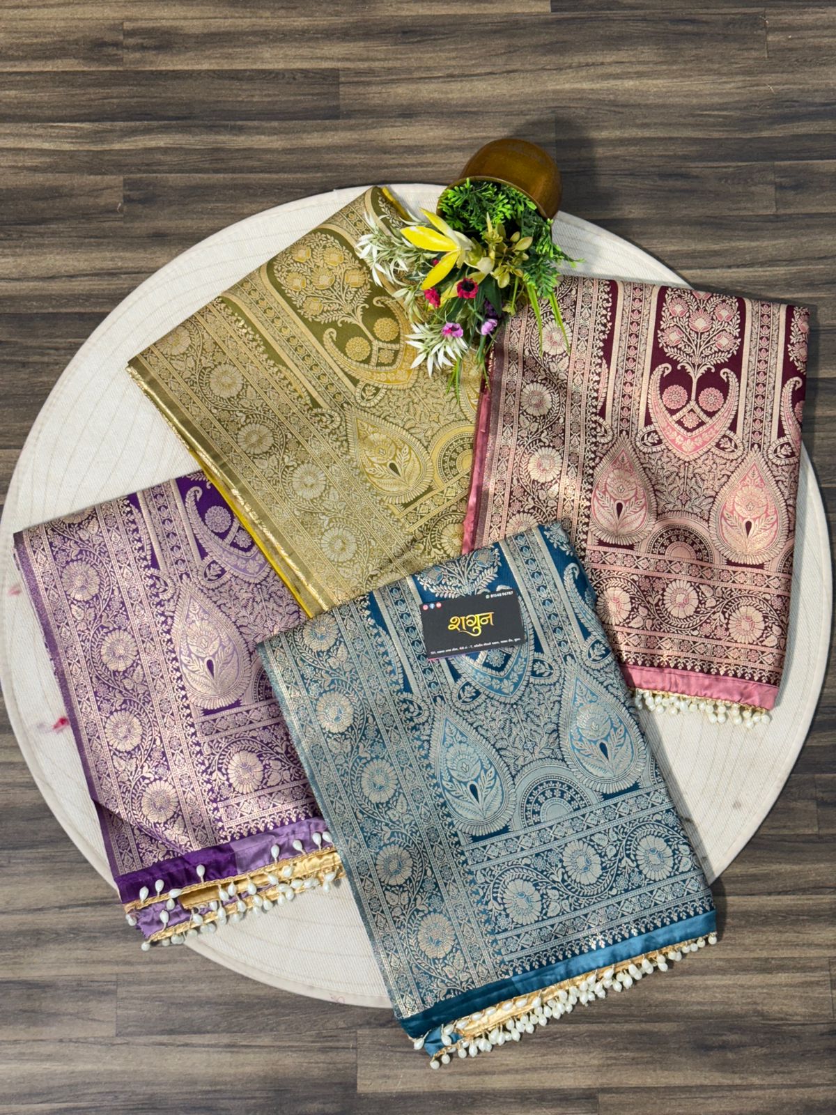 Satin Silk Saree with Moti Jalar & Zari Weaving | Premium Party Wear