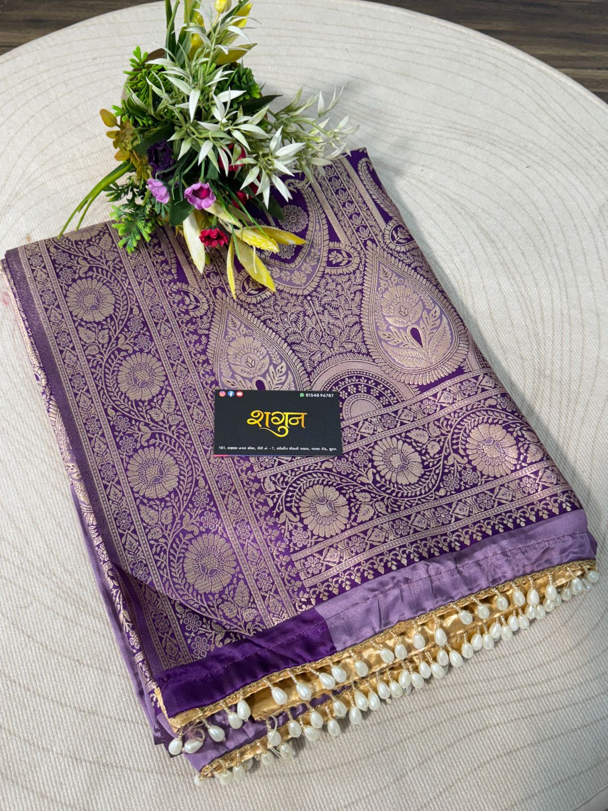 Satin Silk Saree with Moti Jalar & Zari Weaving | Premium Party Wear