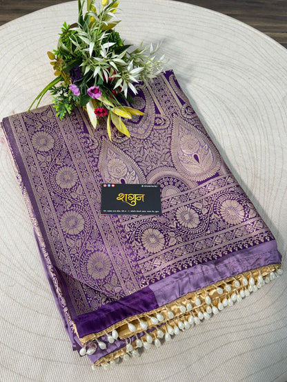 Satin Silk Saree with Moti Jalar & Zari Weaving | Premium Party Wear