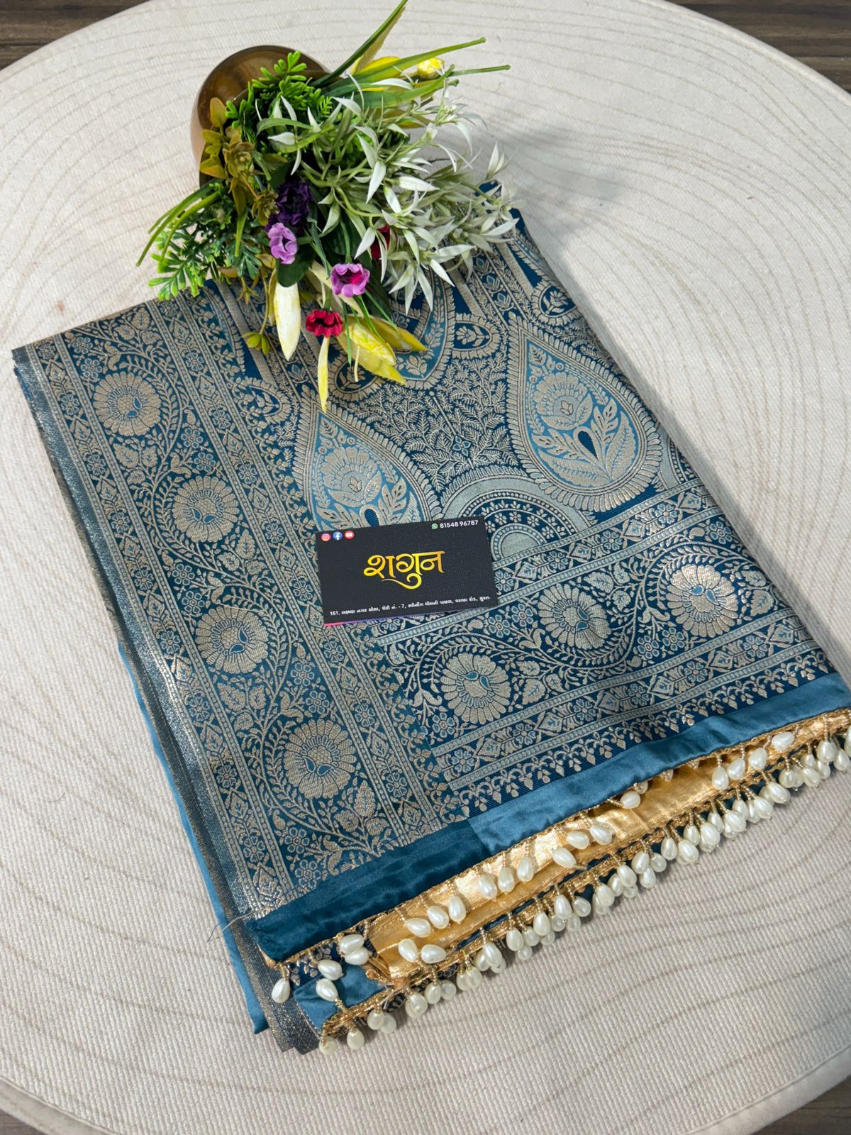 Satin Silk Saree with Moti Jalar & Zari Weaving | Premium Party Wear