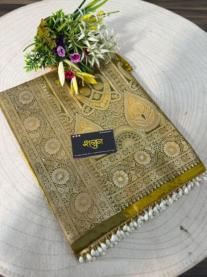 Satin Silk Saree with Moti Jalar & Zari Weaving | Premium Party Wear