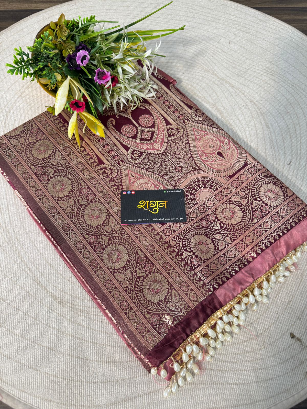 Satin Silk Saree with Moti Jalar & Zari Weaving | Premium Party Wear