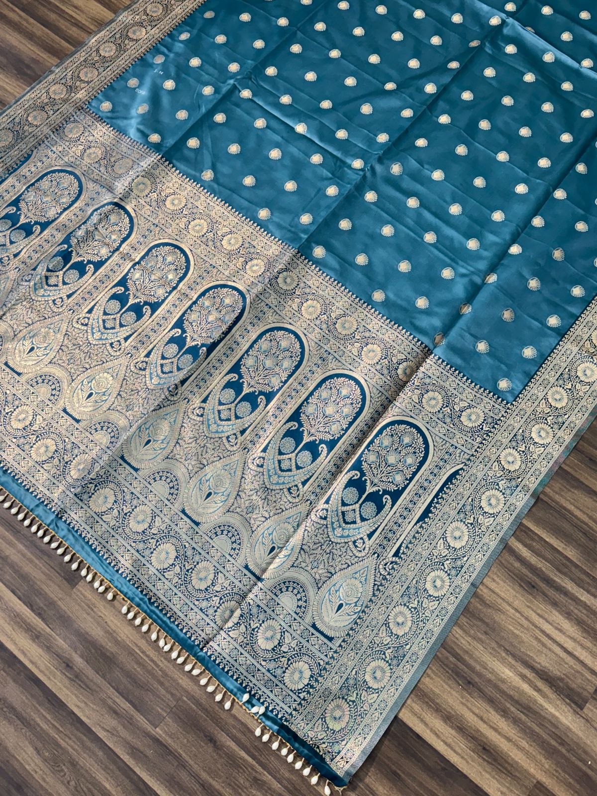 Satin Silk Saree with Moti Jalar & Zari Weaving | Premium Party Wear