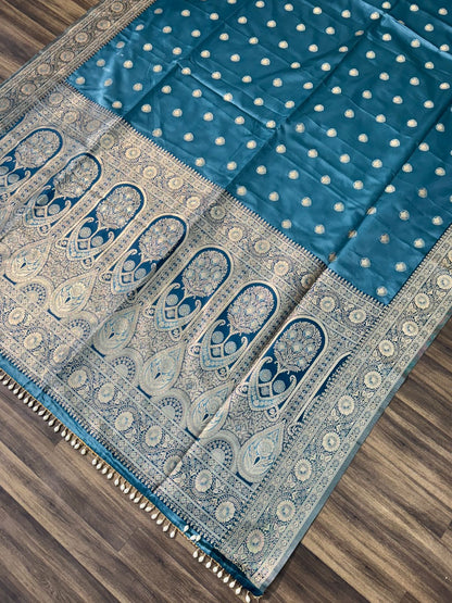 Satin Silk Saree with Moti Jalar & Zari Weaving | Premium Party Wear