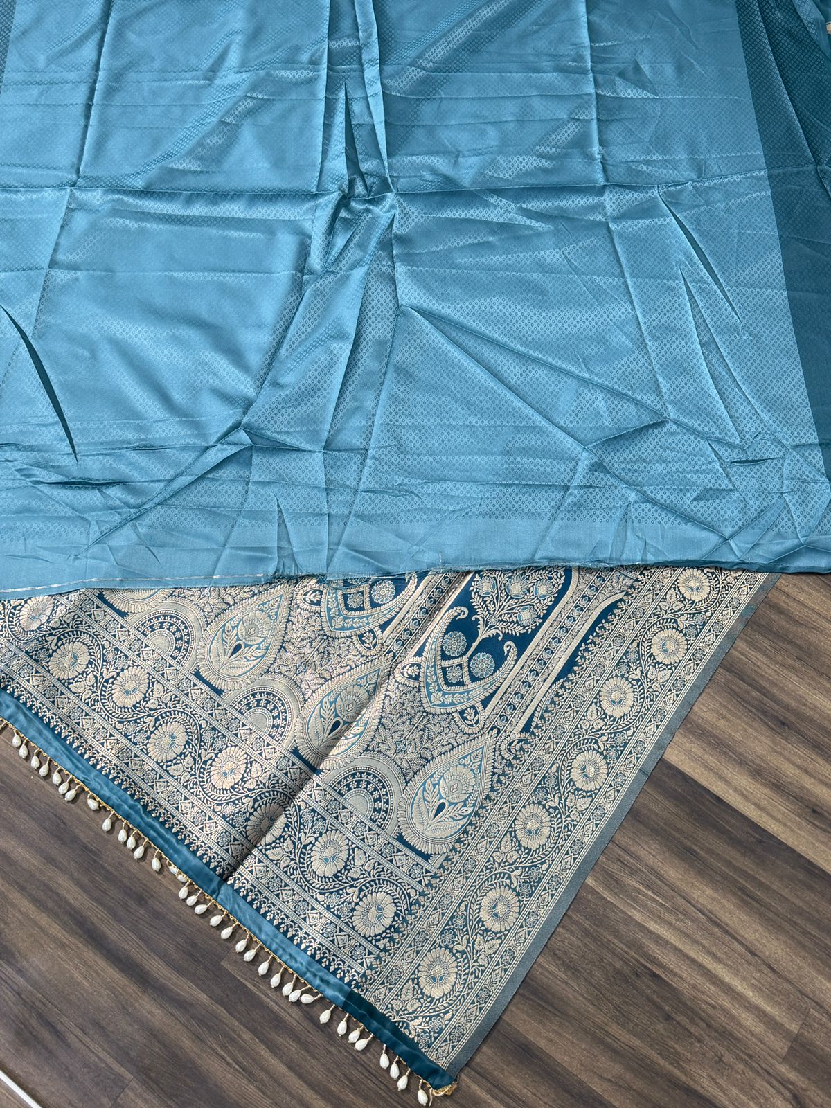 Satin Silk Saree with Moti Jalar & Zari Weaving | Premium Party Wear