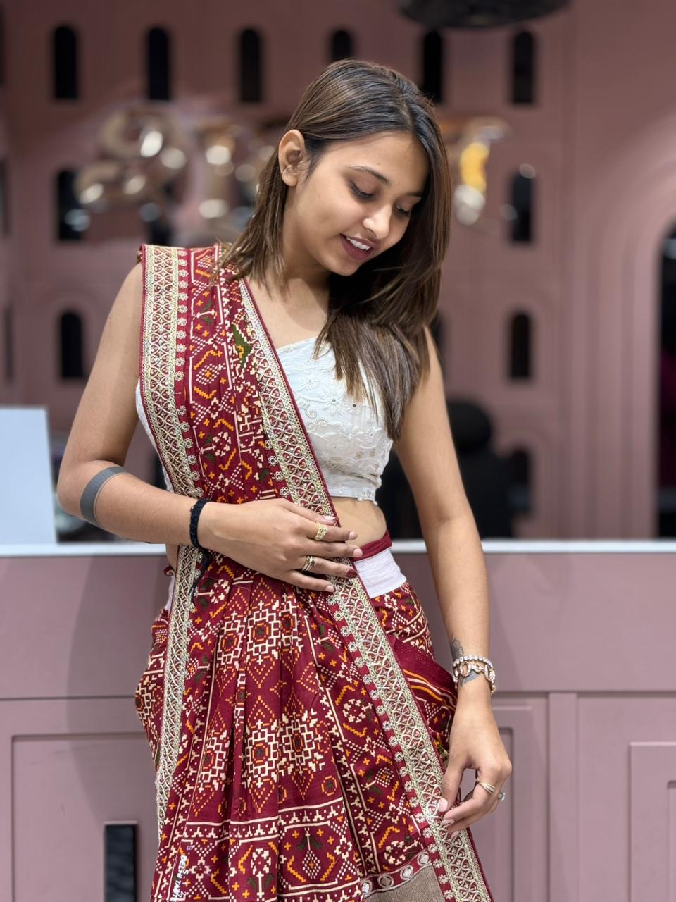 Traditional Printed Saree with Ethnic Motifs | Festive Wear by Shagun Sarees
