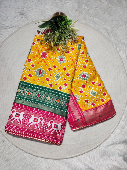 raditional Patola Silk Saree with Elephant Motifs & Rich Pallu