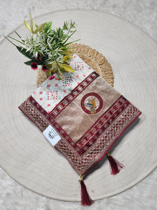 Beige & Embroidered Silk Saree with Zari Border – Festive Designer Saree by Shagun