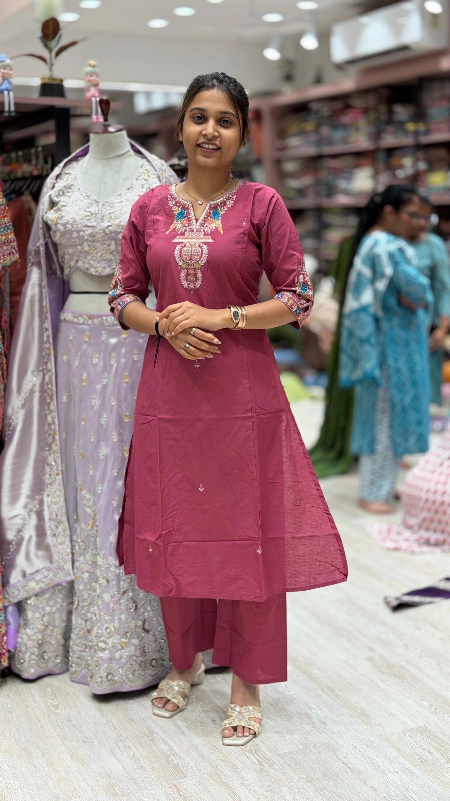 Embroidered Straight Kurti for Women | Cotton Blend Ethnic Kurti by Shagun Fashion