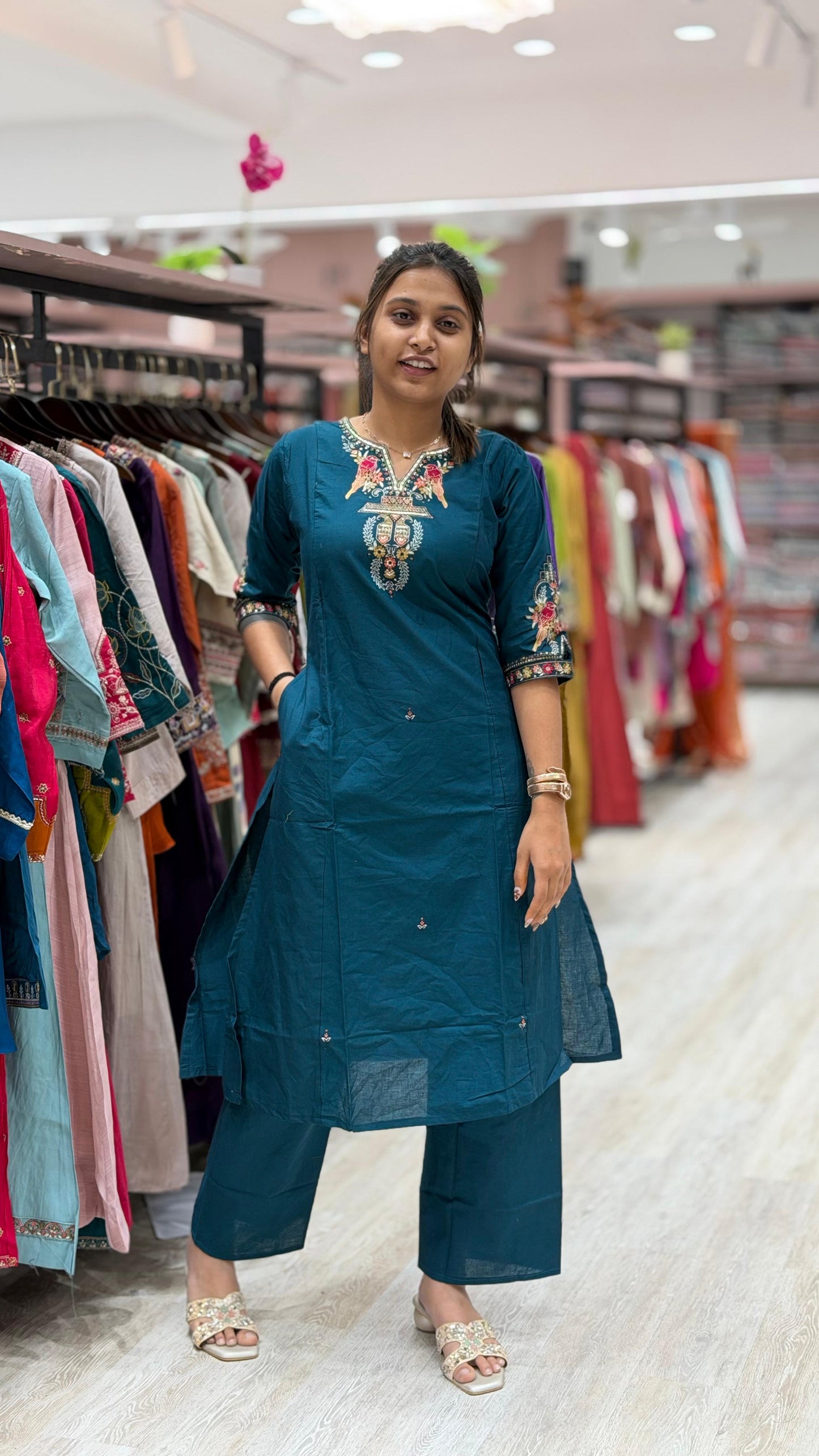 Embroidered Straight Kurti for Women | Cotton Blend Ethnic Kurti by Shagun Fashion