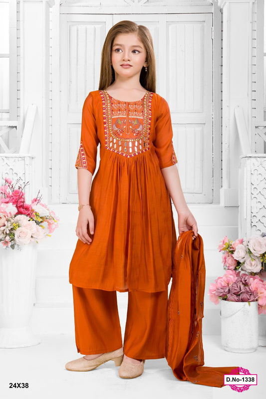 Plum Embroidered Anarkali Kurti Set for Girls with Dupatta – Festive Wear by Shagun Fashion