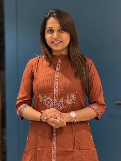 Cotton Embroidered Straight Kurti Set for Women | Festive & Office Wear by Shagun Fashion