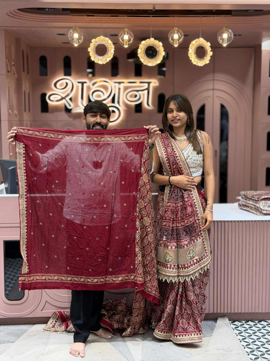 Ajrakh Print Saree – Traditional Hand Block Designer Ethnic Wear by Shagun Sarees