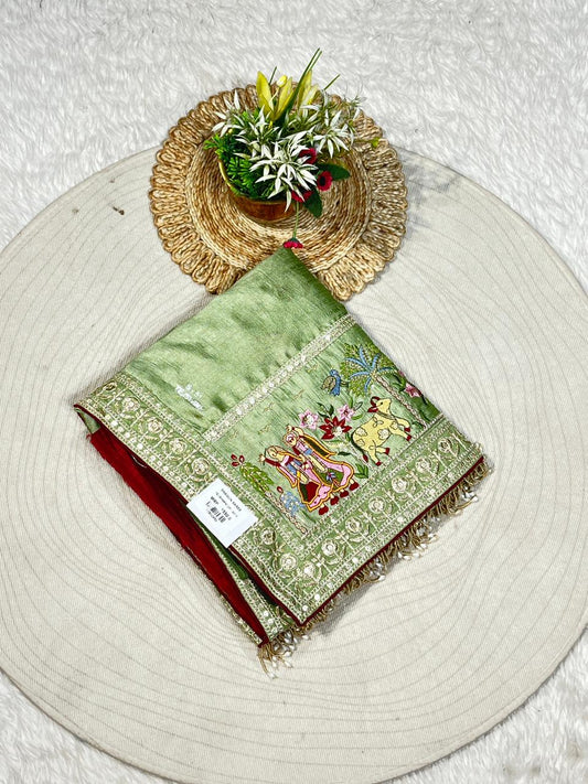 Embroidered Designer Saree with Storytelling Border | Shagun Fashion