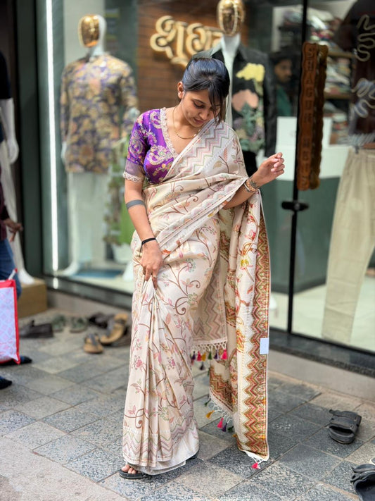 Floral Printed Saree with Blouse | Elegant Festive Wear by Shagun Sarees