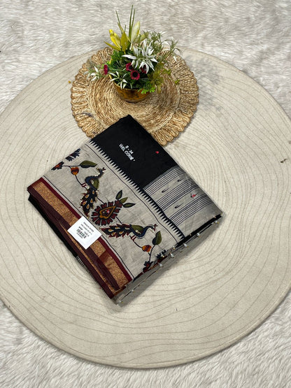 Butti Saree with Bird Print Pallu | Designer Traditional Saree – Shagun Sarees