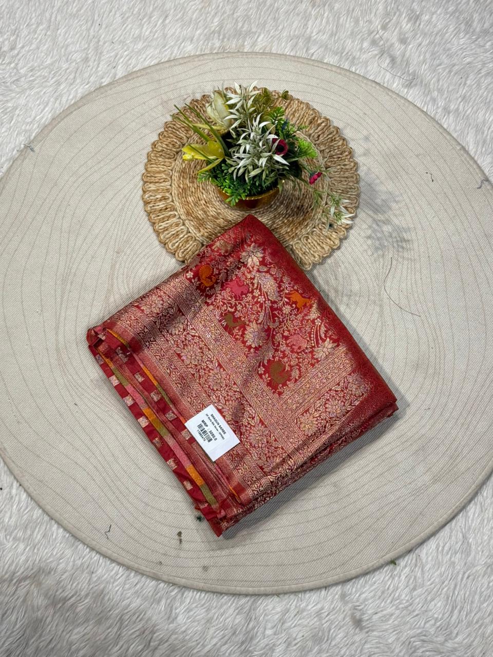 Banarasi Silk Saree with Gold Zari Work | Shagun Fashion