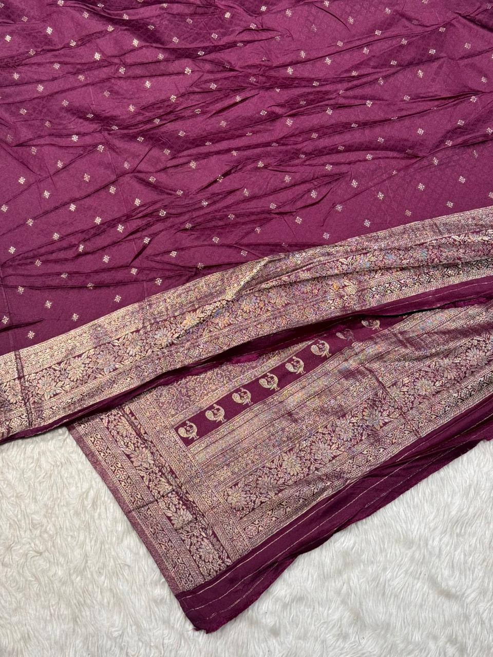 Banarasi Silk Saree with Gold Zari Work | Shagun Fashion
