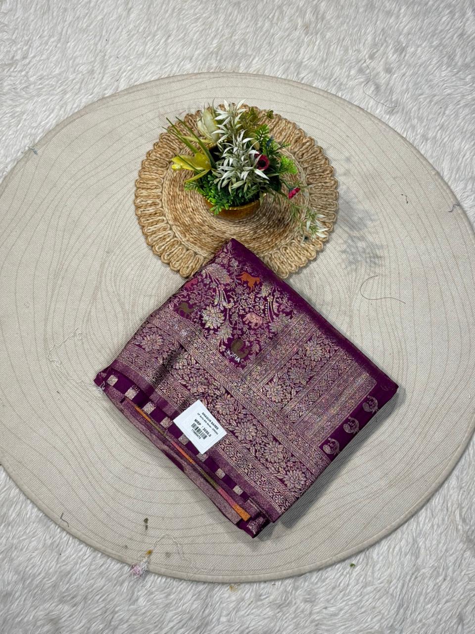 Banarasi Silk Saree with Gold Zari Work | Shagun Fashion